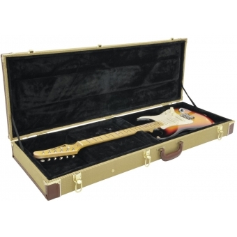 DIMAVERY Wooden Case for E-Guitars, tweed #3