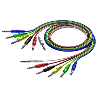 CAB792 - 6.3 mm Jack male stereo to 6.3 mm Jack male stereo - Cable set in 6 colours - 0,6 METER