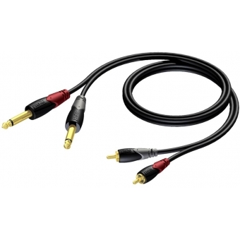 PROCAB CLA631/5 - Cablu de semnal 2 x RCA/Cinch tata - 2 x Jack 6,3 mm tata mono/ 5 metri