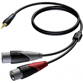 PROCAB CLA712/1.5 - Cablu semnal Mufă stereo jack de 3,5 mm tata - 2 x XLR tata/ 1.5 metri