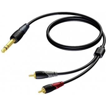 PROCAB CLA719/1.5 - Cablu semnal Mufă stereo Jack 6,3mm tata - 2 x RCA/Cinch tata/ 1.5 metri