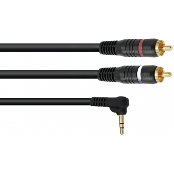 OMNITRONIC Adaptercable 3.5 Jack 90°/2xRCA 0,5m bk