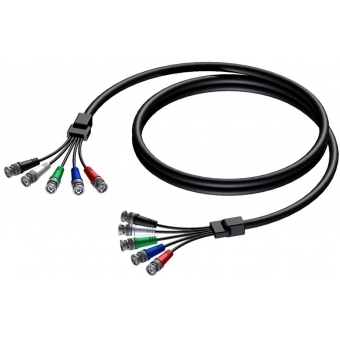 PROCAB CAV122/20-H - Cablu video cu 5 conectori BNC tata colorați pe ambele părți/ 20 metri - suport