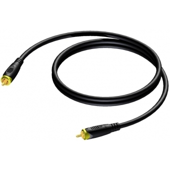 PROCAB CAV162/10-H - Cablu coaxial echipat cu conectori RCA tata la ambele capete 75 ohmi/ 10 metri - suport