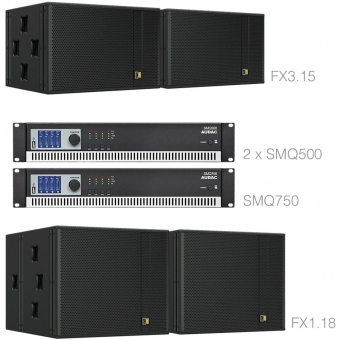 AUDAC FORTE315.4/B Sistem sonorizare 2 x FX3.15 + 2 x FX1.18 + 2 X SMQ500 + 1 x SMQ750/ Negru