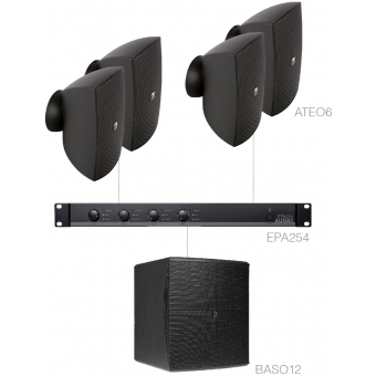 AUDAC FESTA6.5E/B - Sistem sonorizare 4 x ATEO6 + BASO12 + EPA254/ Negru