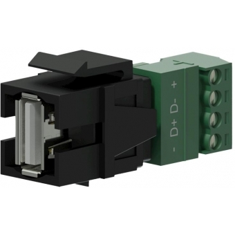 PROCAB VCK625/B - Adaptor Keystone - USB 2.0 A - bloc terminal cu 4 pini - Negru