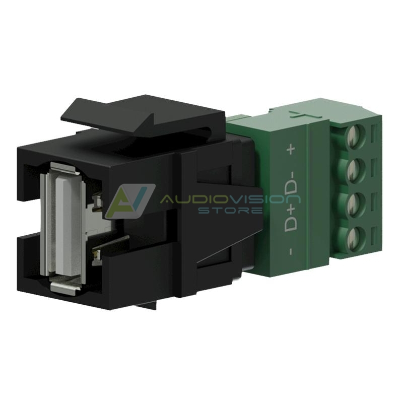 VCK625/B Keystone adapter USB 2.0 A 4pin terminal block Black