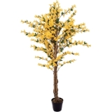 EUROPALMS Forsythia tree with 3 trunks, artificial plant, yellow, 150cm