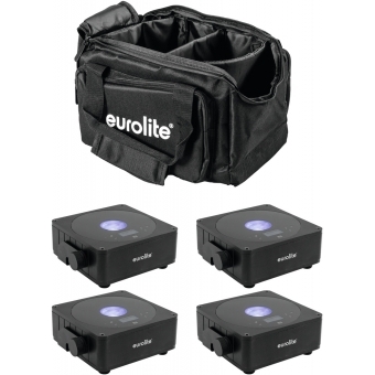 EUROLITE Set 4x AKKU Flat Light 1 black + Soft-Bag