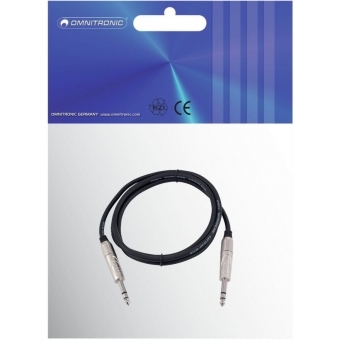OMNITRONIC Jack Cable 6.3 stereo 1m bk ROAD #3