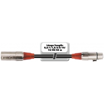 OMNITRONIC XLR Cable 3-pin 1m bk/rd #4