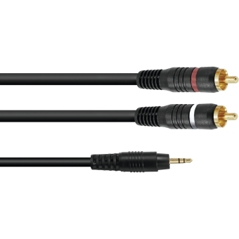OMNITRONIC Adapter Cable 3.5 Jack/2xRCA 3m bk