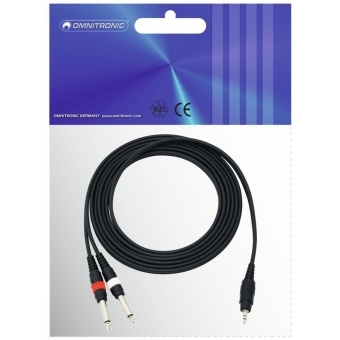OMNITRONIC Adapter Cable 3.5 Jack/2xJack 3m bk #3