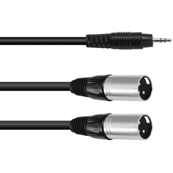 OMNITRONIC Adapter Cable 3.5 Jack/2xXLR(M) 1.5m bk