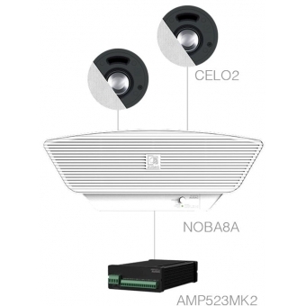 Audac SENSO2.3+/W - Sistem sonorizare 2 x CELO2 + NOBA8A + AMP523MK2/ Alb