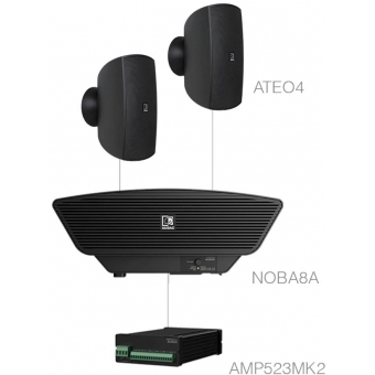 Audac SONA4.3+/B - Sistem de sonorizare 2 x ATEO4 + NOBA8A + AMP523MK2/ Negru