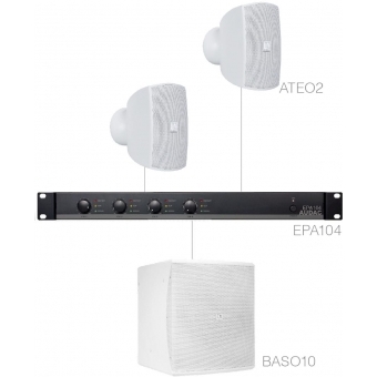 Audac SUBLI2.3E/W - Sistem sonorizare 2 x ATEO2 + BASO10 + EPA104/ Alb