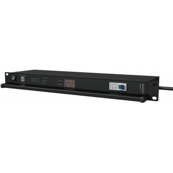 PSR519G/B - 19" power distribution - 9x German sockets - Light/USB/Fuse/Surge/Display - Black