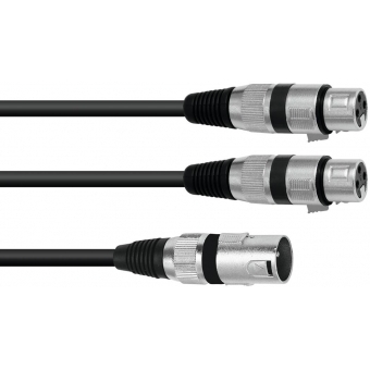 OMNITRONIC Adapter Cable XLR(M)/2xXLR(F) 1.5m bk