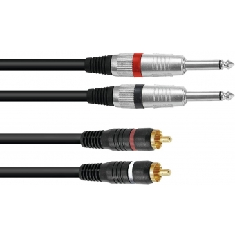 OMNITRONIC Adapter Cable 2xJack/2xRCA 1m bk