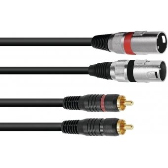 OMNITRONIC Adapter Cable 2xXLR(M)/2xRCA 3m bk