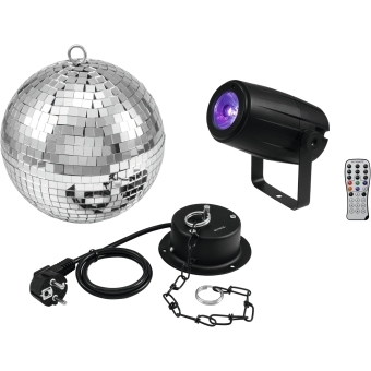 EUROLITE Mirror Ball 20cm with motor + LED PST-5 QCL Spot bk