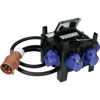 PBE3254 - Portable power-box, 32A 5p input plug, output sockets 6x16A 3p