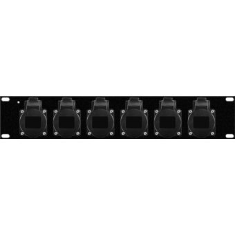 961214 - 2U assembled rack module, 6pcs 16A 3p CEE sockets