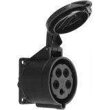912423 - 32A Panel-mount CEE socket with slim flange, 50/60Hz IP44, 3p (1P+N+E), 230V