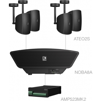 Audac SONA2.5C+/B - Sistem sonorizare 4x ATEO2S + NOBA8A + AMP523MK2/ Negru