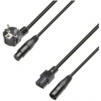 Adam Hall Cables 8101 PSAX 0500 - Power and Audio Cable CEE7/7 & XLR female to C13 & XLR male 3x1.5mm² 5m