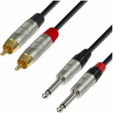 Adam Hall Cables K4 TPC 0300 - Audio Cable REAN 2 x RCA male to 2 x 6.3 mm Jack mono 3 m