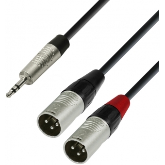 Adam Hall Cables K4 YWMM 0300 - Audio Cable REAN 3.5 mm Jack stereo to 2 x XLR male 3 m