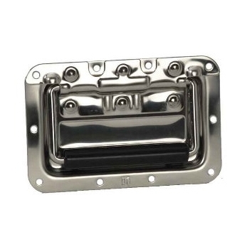 Adam Hall Hardware 34082 S - Recessed Sprung Handle medium in Dish Stainless steel 8 mm deep