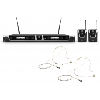 LD Systems U505 BPHH 2 - Sistem wireless cu 2 Bodypack și 2 Headset bej/ 584-608MHz