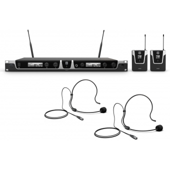 LD Systems U506 BPH 2 - Sistem Wireless dual/ 2 x bodypack și 2 x căști/ 655 - 679 MHz/ Negru