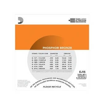 Corzi chitara acustica D'addario EJ15 Ph. Bronze Ex.Light 10-47 #3