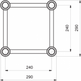 SQ30T4 - 4-way T joint for SQ30 Series, extrude tube 50x2mm, 2x FCQ5 included