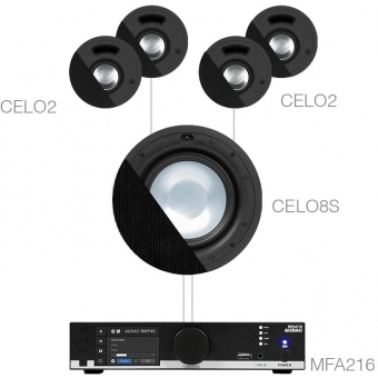 Audac CENTO2.5/B - Sistem sonorizare MFA216 + CELO8S + 4 x CELO2/ Negru