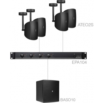Audac SUBLI2.5EC/B - Sistem sonorizare 4 x ATEO2S + BASO10 + EPA104/ Negru
