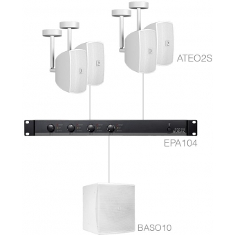 Audac SUBLI2.5EC/W - Sistem sonorizare 4 x ATEO2S + BASO10 + EPA104/ Alb