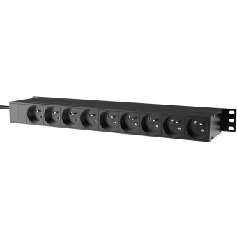 PSR529F/B - 19" power distribution - 9 x French sockets - Light/USB/Fuse/Surge/Display - Black version