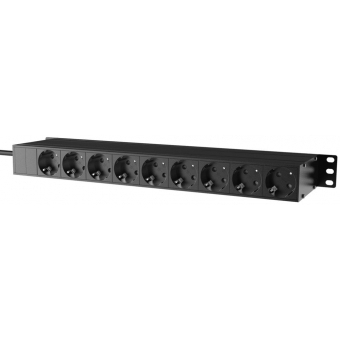 PSR529G/B - 19" power distribution - 9 x German sockets - Light/USB/Fuse/Surge/Display - Black version