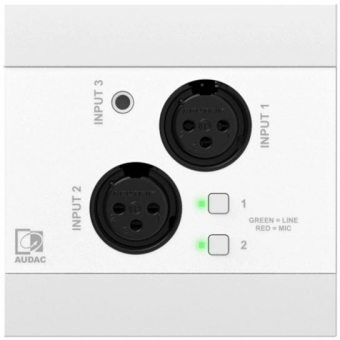 AUDAC NWP320/W - Panou intrare rețea Dante™/AES67 - 2 x XLR + mufă de 3,5 mm + BT (4 canale)/ Alb