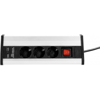 Adam Hall Cables 8747 DS3 USB - Power Strip Desktop Series 3-way with switch & 2 x USB | 1.4 m