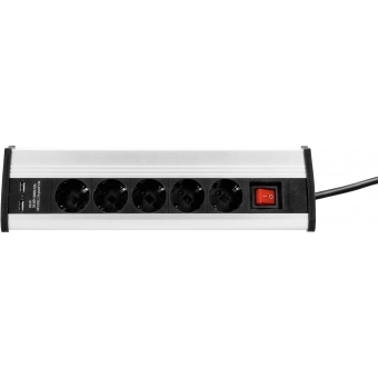 Adam Hall Cables 8747 DS5 USB - Power Strip Desktop Series 5-way with switch & 2 x USB | 1.4 m