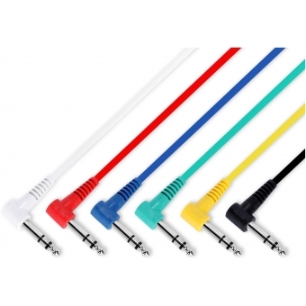 Adam Hall Cables 3 STAR BGG 0030 SET - Patch Cable set of 6 different coloured angled Jack TRS | 0.3 m