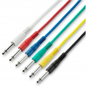 Adam Hall Cables 3 STAR IPP 0015 SET - Patch Cable set of 6 different coloured Jack TS | 0.15 m