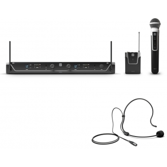 LD Systems U305 HBH 2 - Wireless microphone system with bodypack, headset and handheld microphone dynamic, 584 - 608 MHz